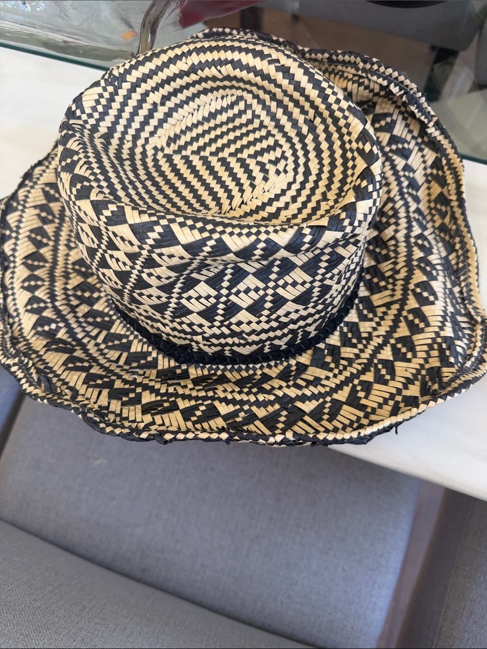 H&M Woven Straw Hat in Natural & Black - Picture 3 of 3
